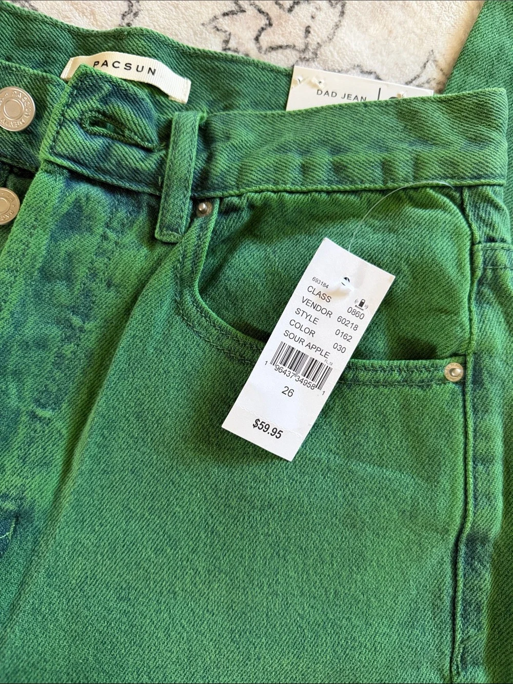 PacSun womans Green dad Jeans with Button Fly new!